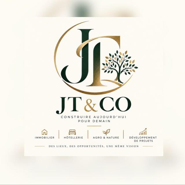 Logo JT & Co : monogramme et arbre, Construire aujourd’hui pour demain